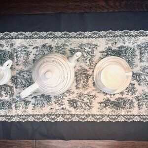 Handmade French Pastoral Table Runner 105×50 cm Cotton Lace Decor NWT